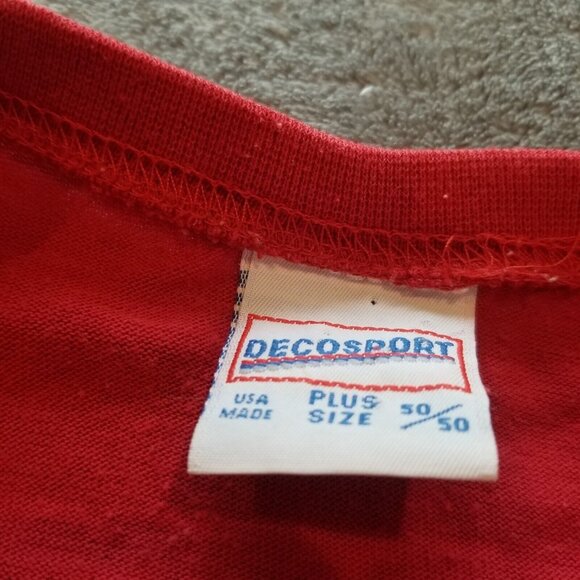 Vintage Decosport Women's US American Flag Button Embroider Shirt Plus Size Red - Picture 4 of 6